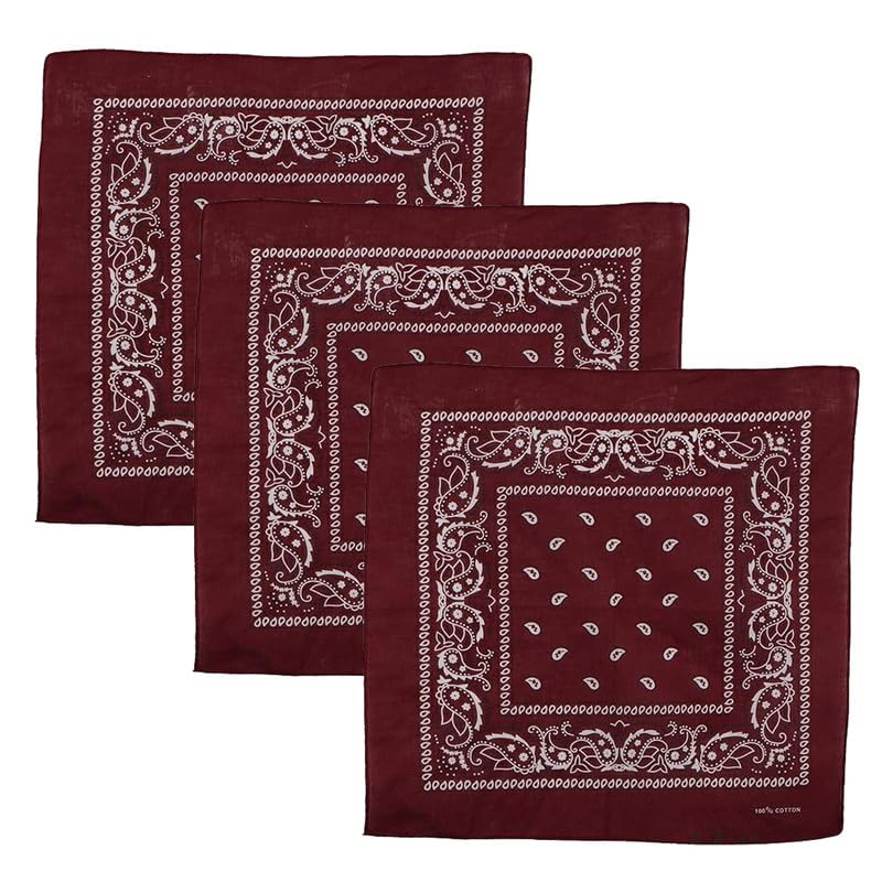 Unisex Cotton Bandana/Head Wrap/Wristband/Face Cover/Handkerchief For Men And Women (50CM X 50CM_Pack of 3)