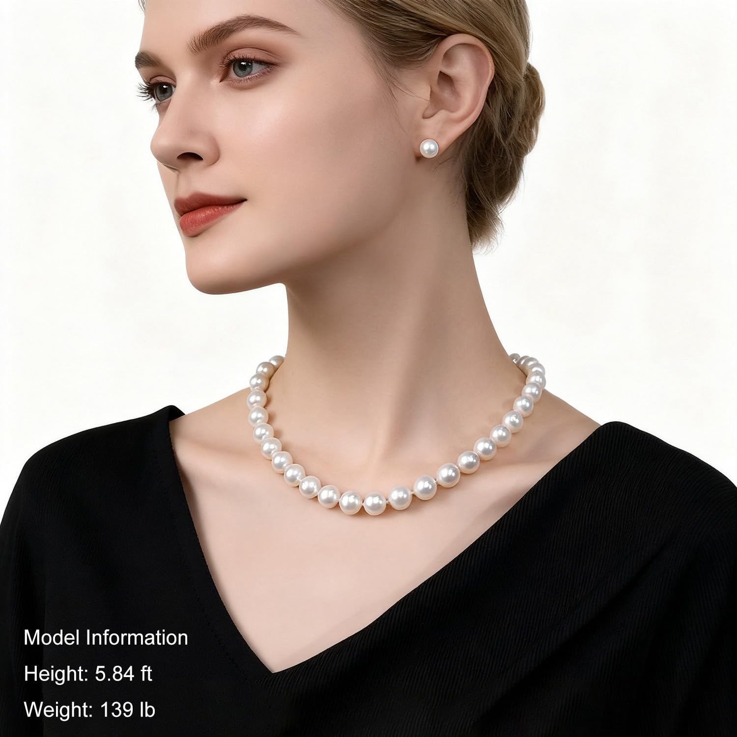 Freshwater Cultured Pearl Necklace Set Includes Stud Earrings Genuine Pearl Jewelry Gift for Women for Mother's Day, Valentine's Day, Anniversary, Birthday, Wedding - Image 8