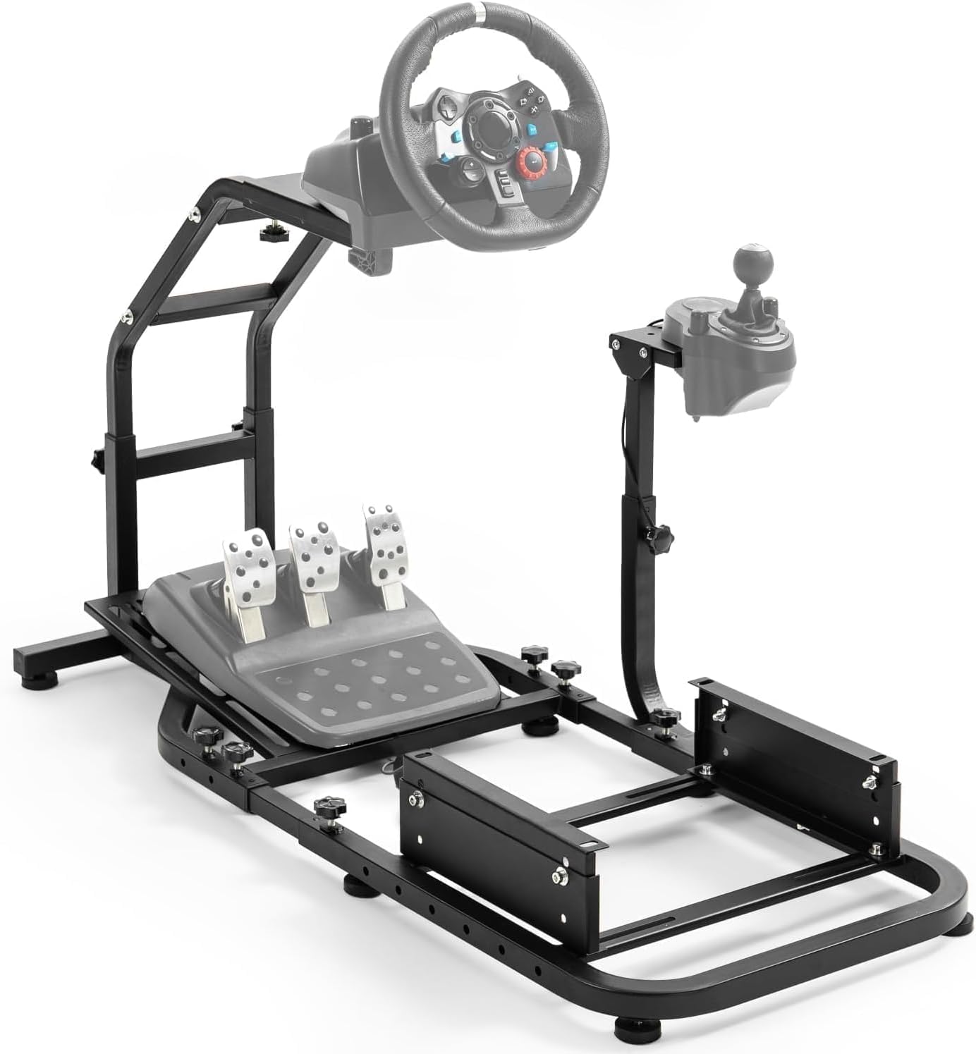 Marada Standing Racing Simulator Cockpit Racing Wheel Stand Fit for Logitech G25 G27 G29 G920 G923, for Thrustmaster T300 T500 T300RS, for Fanatec Adjustable,Without Wheel Pedal & Shifter