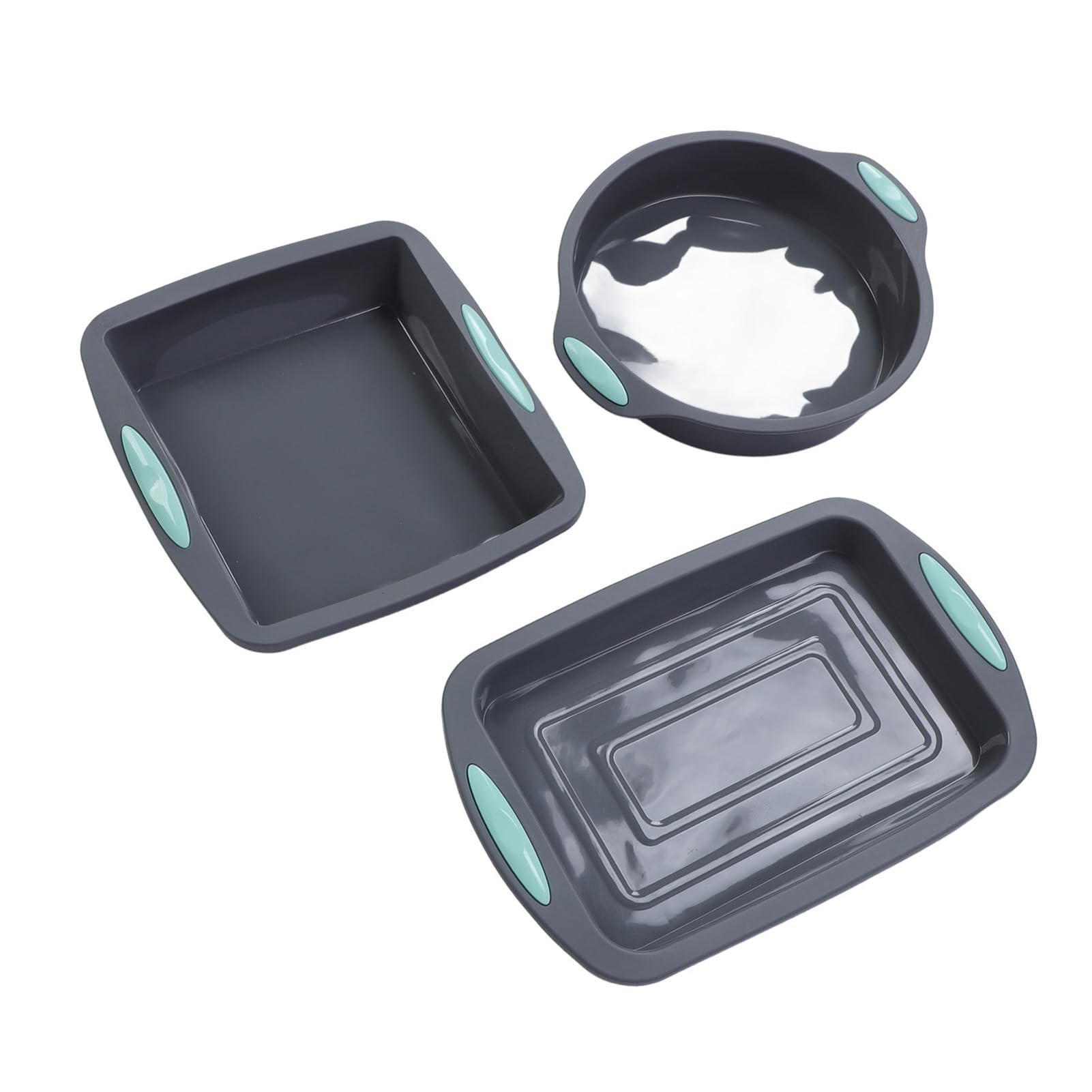 Lot de 3 Moules à Gâteau en Silicone de qualité Alimentaire, Antiadhésifs, Flexibles, pour la Cuisson du Pain, du Four, du -ondes, du Lave-vaisselle, avec Dégagement Facile,