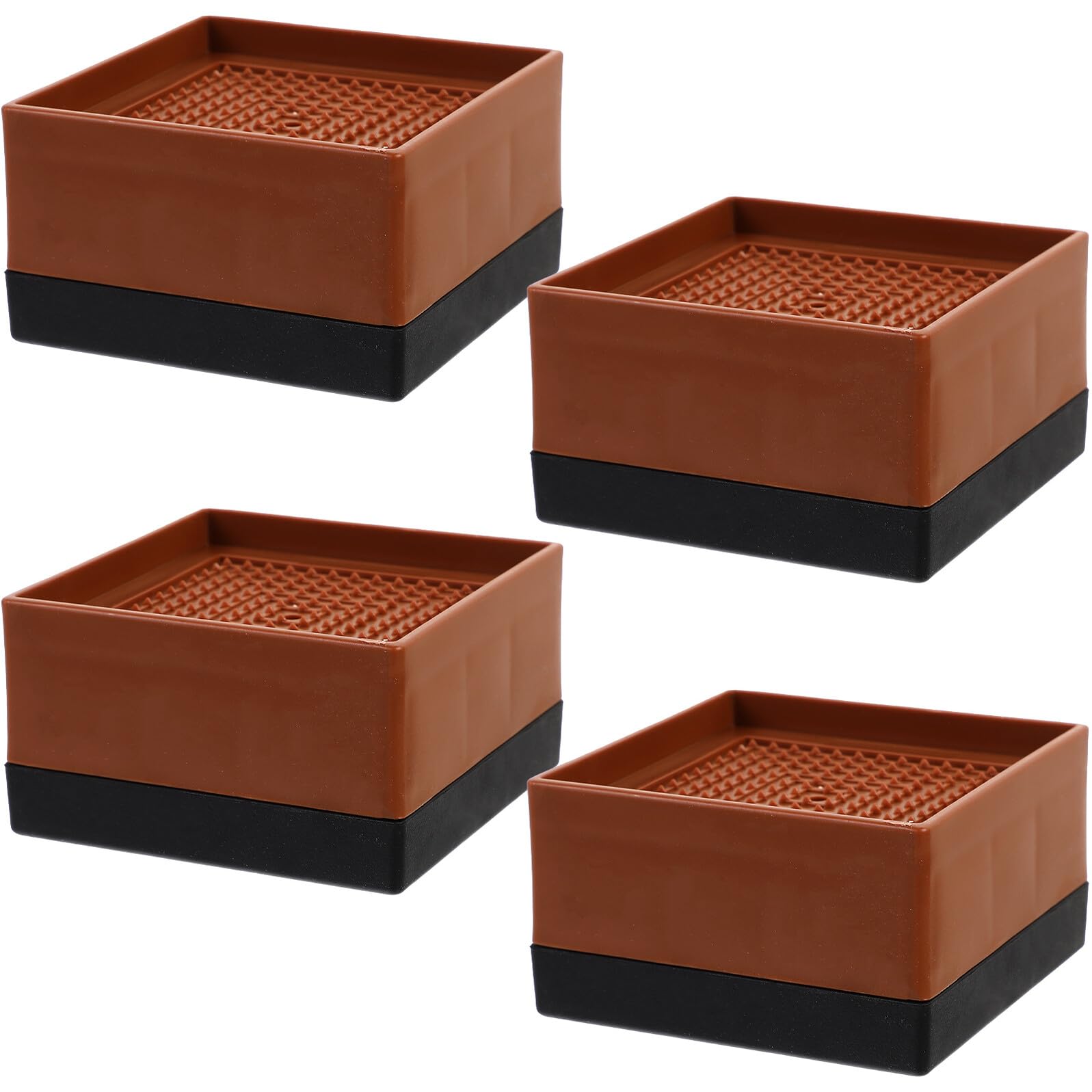 Rehausseur de lit marron 4cm bloc élévateur pour pied de canapé et meuble bas