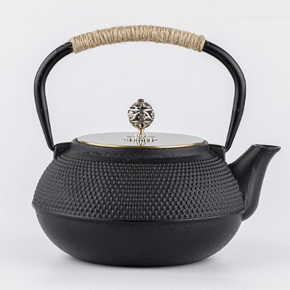 Teiera Giapponese Nera in ghisa Tetsubin Fatta a Mano da 1200 ml con infusore in Acciaio Inossidabile, bollitore per fornello a Gas, Coperchio in Rame, 800 ml