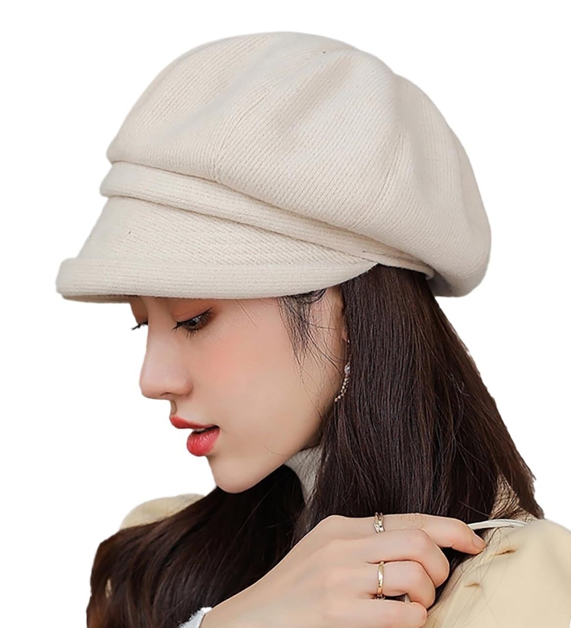 Béret octogonal rétro blanc pour femme, chapeau de peintre idéal pour vos sorties en ville