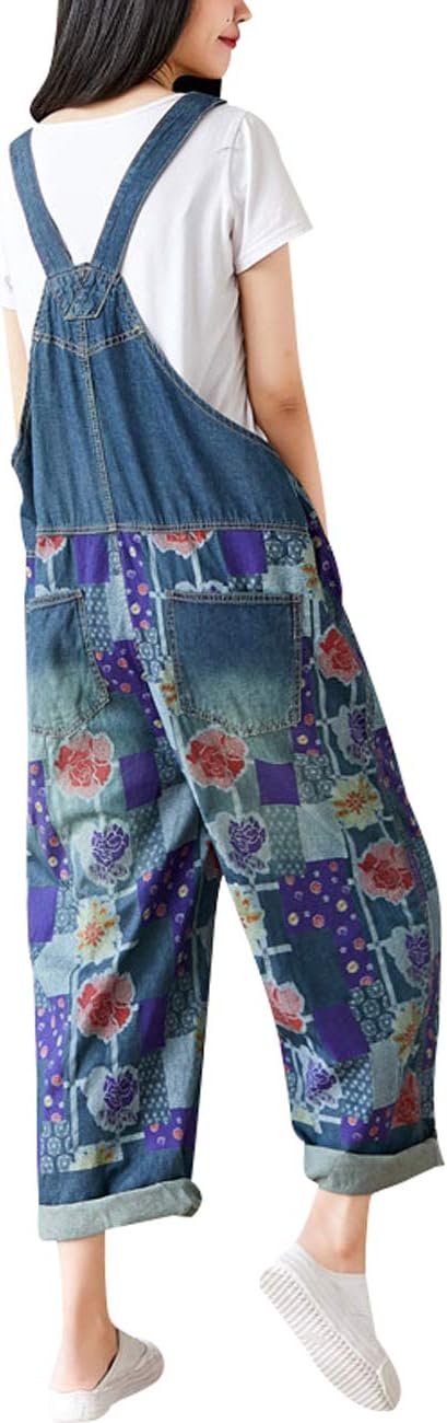 Women's Baggy Overalls Printed Jumpsuit Rompers Pants with Pockets - Image 4