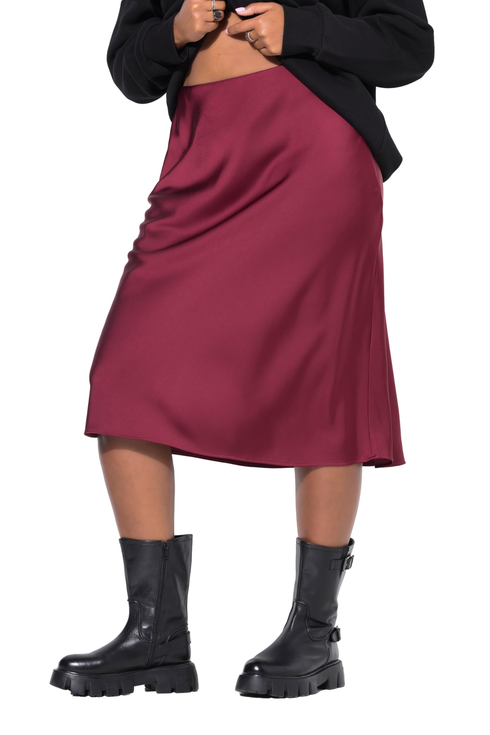 Studio Untold Damen große Größen Übergrößen Plus Size Midirock, A-Line, Satin 843543
