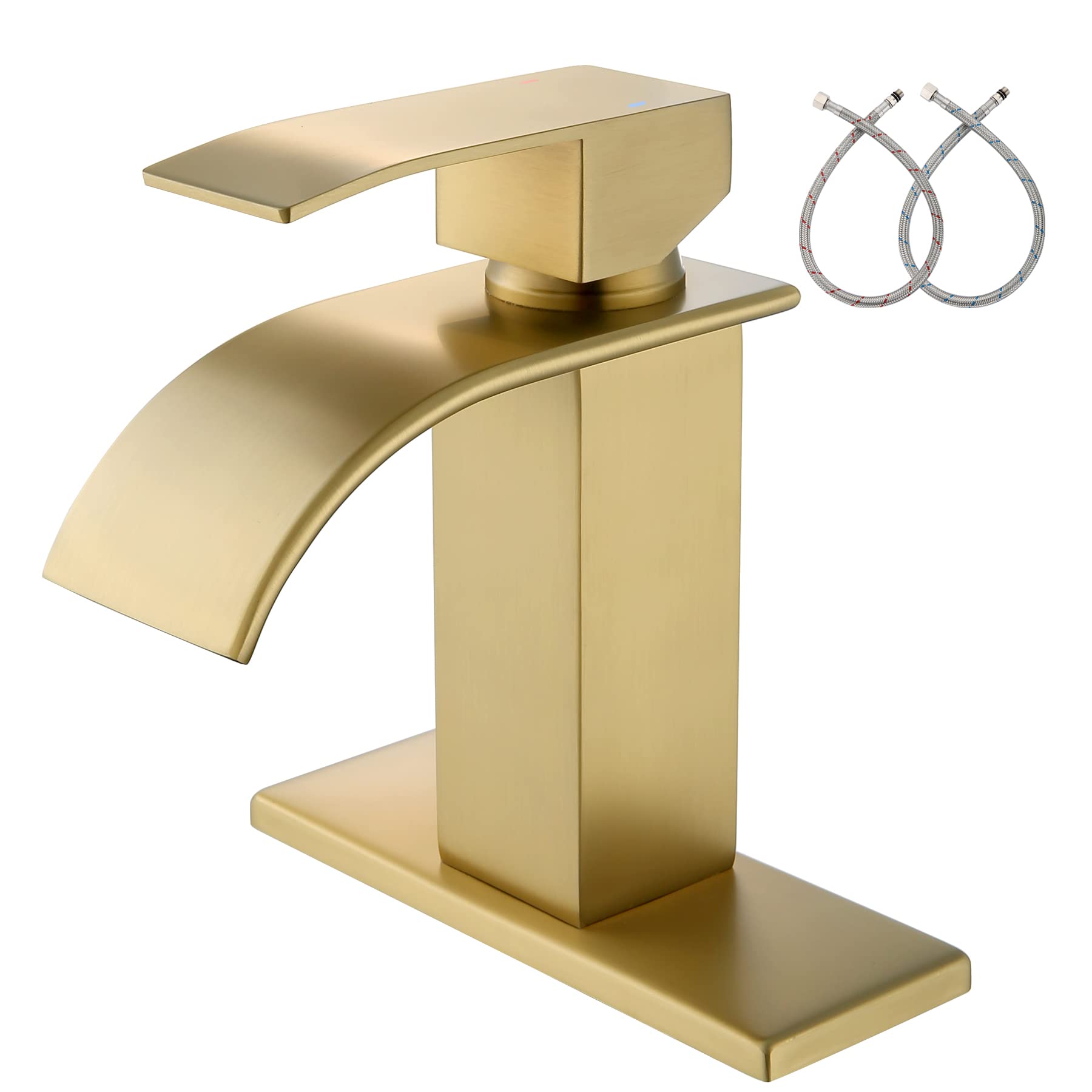 Snapklik.com : TIORIY Waterfall Brushed Gold Bathroom Faucet - Bathroom ...