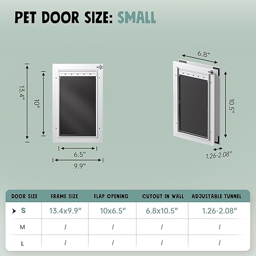 Miniatura 7 de Puerta interior de puerta para gatos, 3 solapas de aluminio blanco, para puerta exterior, puerta pequeña, gato, perro, perrito, puerta resistente,