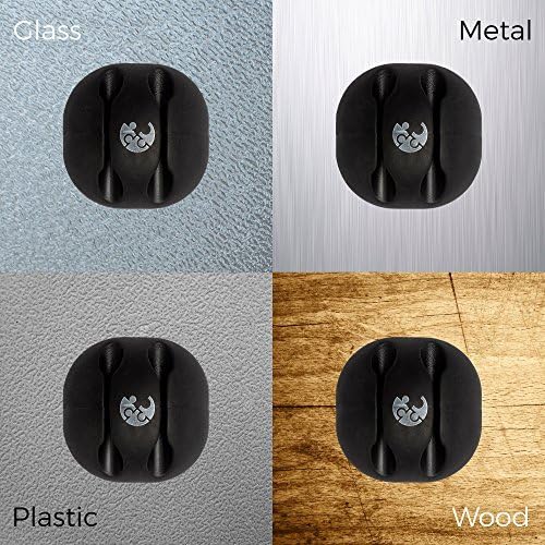 Blue Key World Cable Clips - Cord Holders - Wire Hooks - Clutter Free Desk, No More Lost Wires on Floor - 6 Pack - Cord Management and Organizer - Desk, Home, Office, Cubicle, Nightstand, Car - Gift