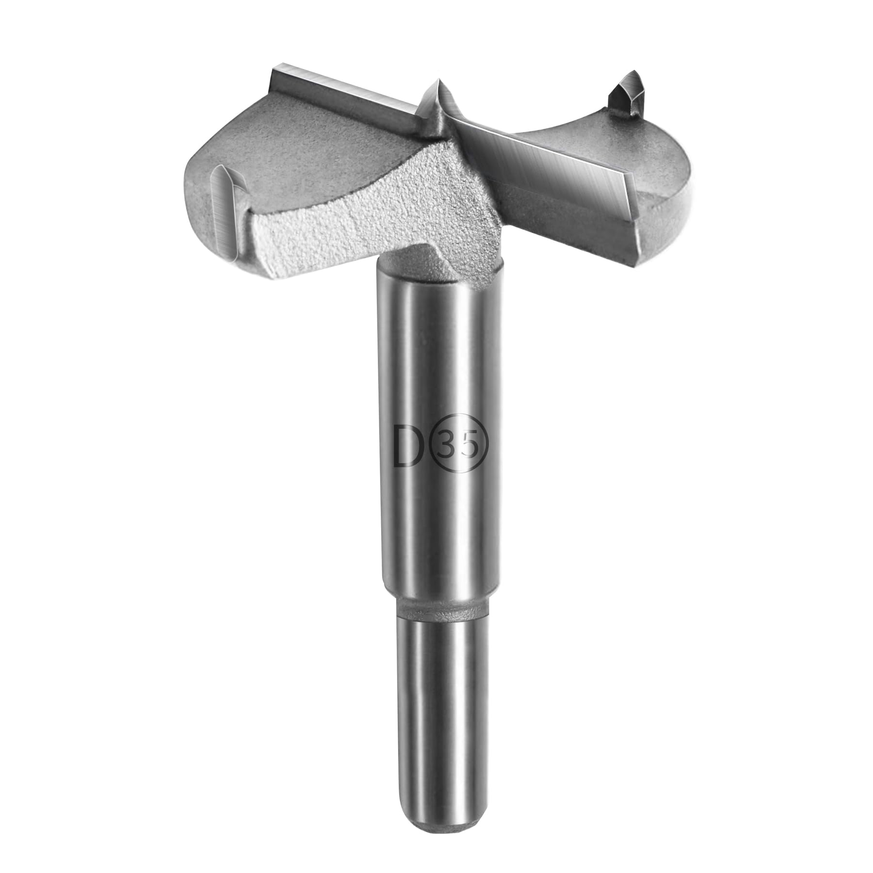 FOCMKEAS 35mm丨1-3/8 Inch Forstner Drill Bit with Round Shank Double-Flute Tungsten Carbide Wood Hole Saw for Plastic Hard Wood