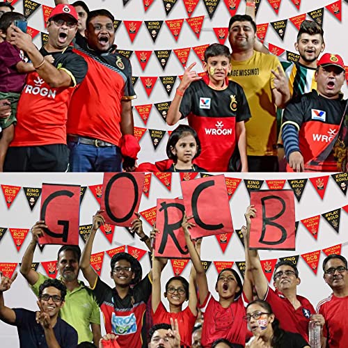 Image of Party Propz RCB Ipl Theme Decoration- 50 Pcs in 5 Strings Royal Challengers Bangalore Theme Pennant Banner for Decoration | RCB Flag Buntings for Decoration | Ipl Flags Bunting | RCB Flag 2026 IPL