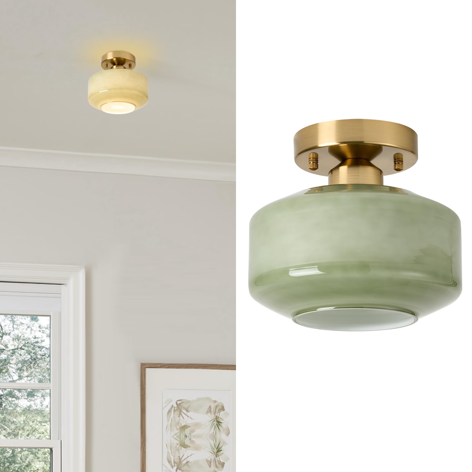 BISAMIYA Semi Flush Mount Ceiling Light, 8.66