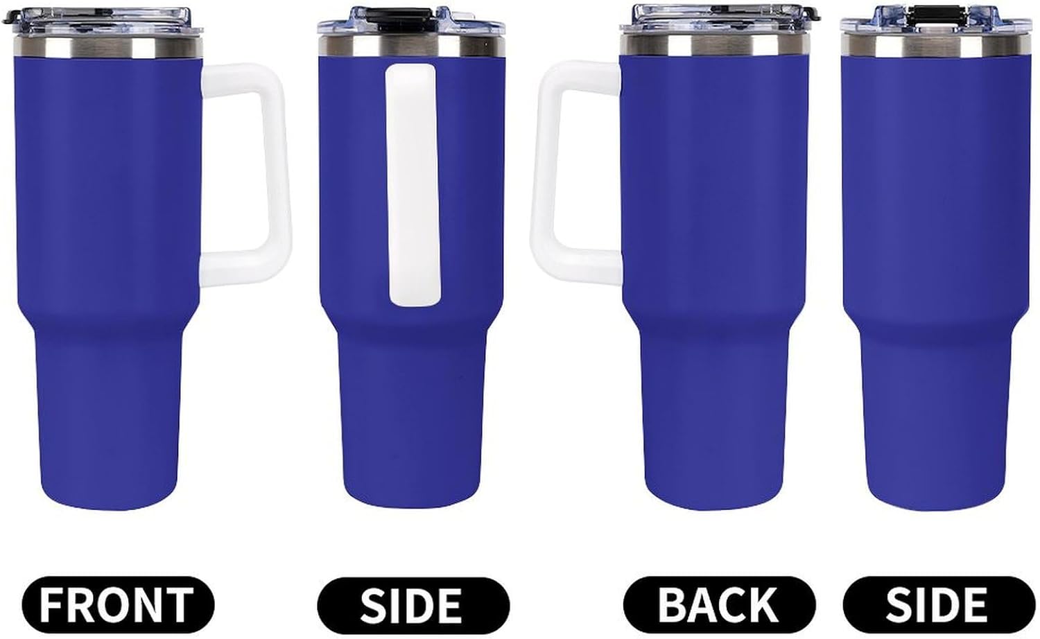 40oz Insulated Stainless Steel Tumbler with Handle, Royal Blue Leakproof Water Bottles Travel Mug with Lid And Straw for Water, Iced Tea Or Coffee, Suitable for Most Car Cup Holders