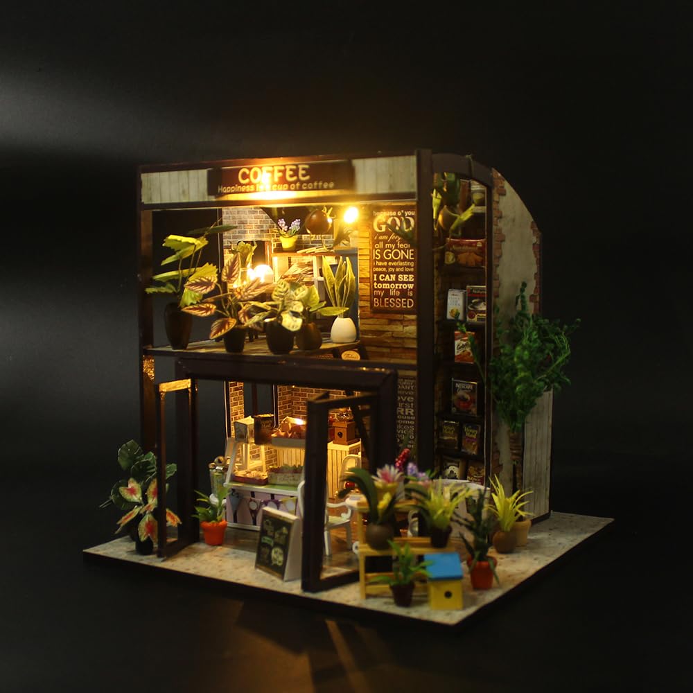 XYUYTOEI Dream Room Book Nook Kit, Wooden Diorama Craft for Adults, Mini Puzzle Library House 1:24 Scale (248-Cozy Time Café)