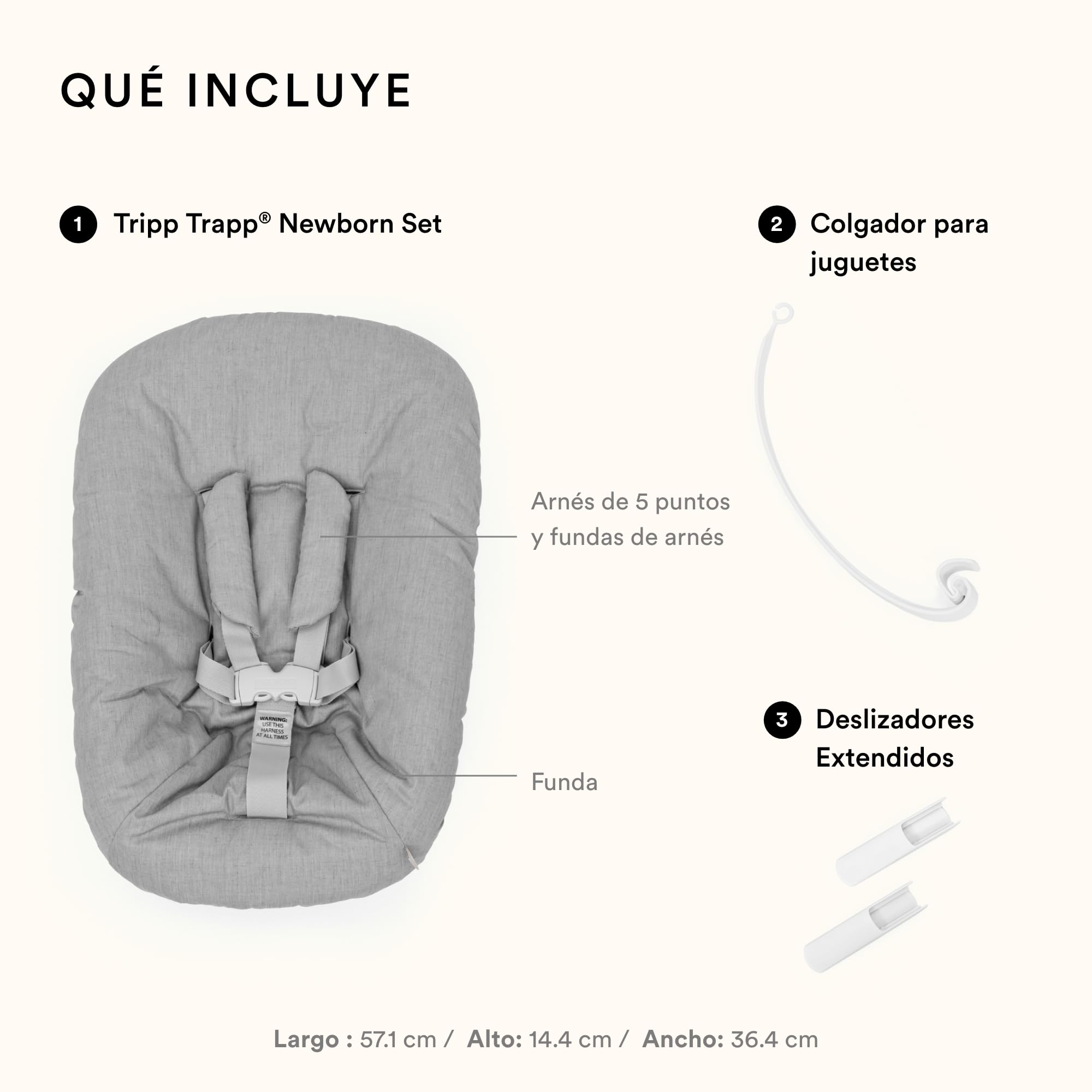 Tripp Trapp, Gris - Convierte la Silla en un asiento para recién nacidos hasta 9 kilos - Acogedor, seguro y fácil de usar - Compatible con modelos Tripp Trapp posteriores a mayo de 2003