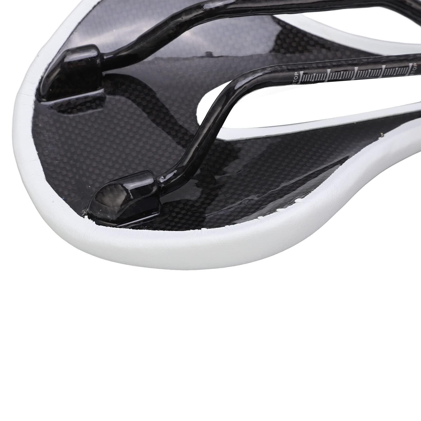 Jiawu Sillín de Bicicleta de Cuero de Fibra de Carbono de 155 Mm, Cojín Hueco para Bicicleta de Carretera, Acolchado de Espuma Suave, Asiento de Ciclismo Cómodo de Doble Resorte para de Montaña y