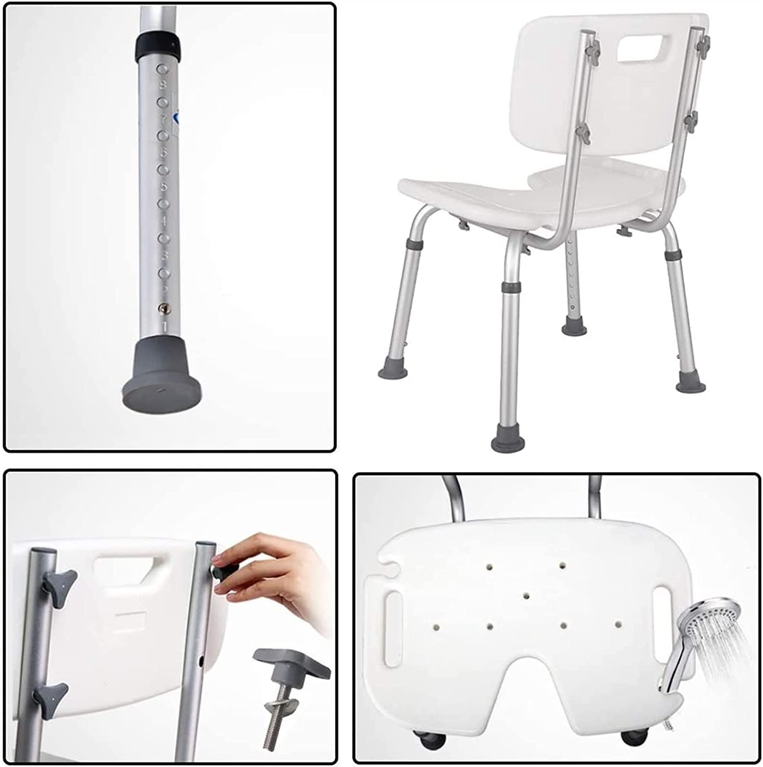 Taburete de Ducha para Personas Mayores con discapacidad, Asiento de baño Ajustable en Altura, diseño Antideslizante, sillas de Ducha con Respaldo, Bancos, Asiento de bañera, Silla de Ducha