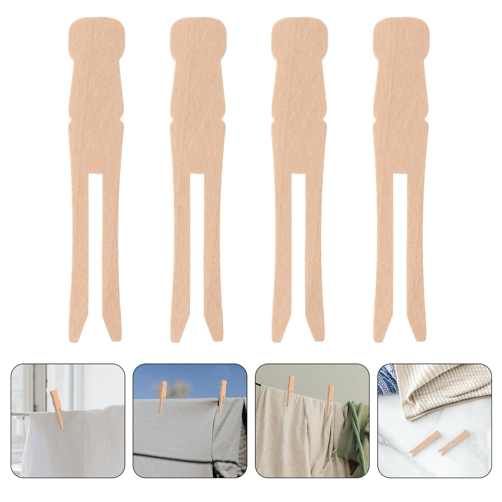 Cabilock 200 Mollette in Legno Naturale per Bucato e Artigianato Mollette Piccole in Legno Duro Presa Forte Clip Tradizionali per Stendere i Panni in Casa e All’Aperto