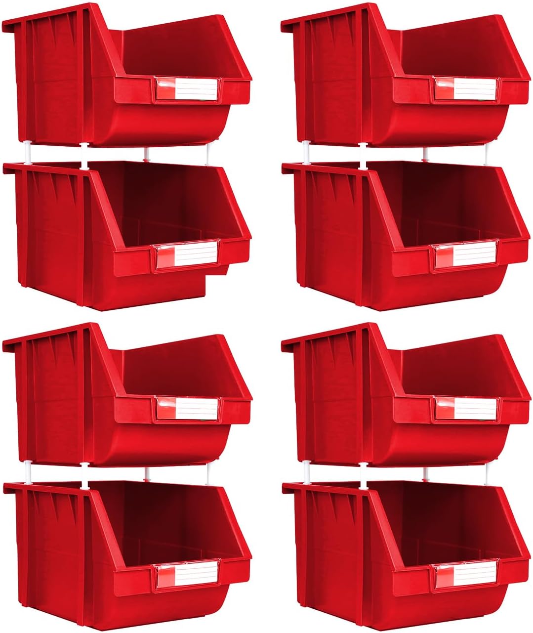 8.4" X 11" X 6.9" RED Heavy duty thermoplastic storage bin organizer, Stackable, Hangable, Side-connect, Great for tools, parts crafts and more! (8 PACK)