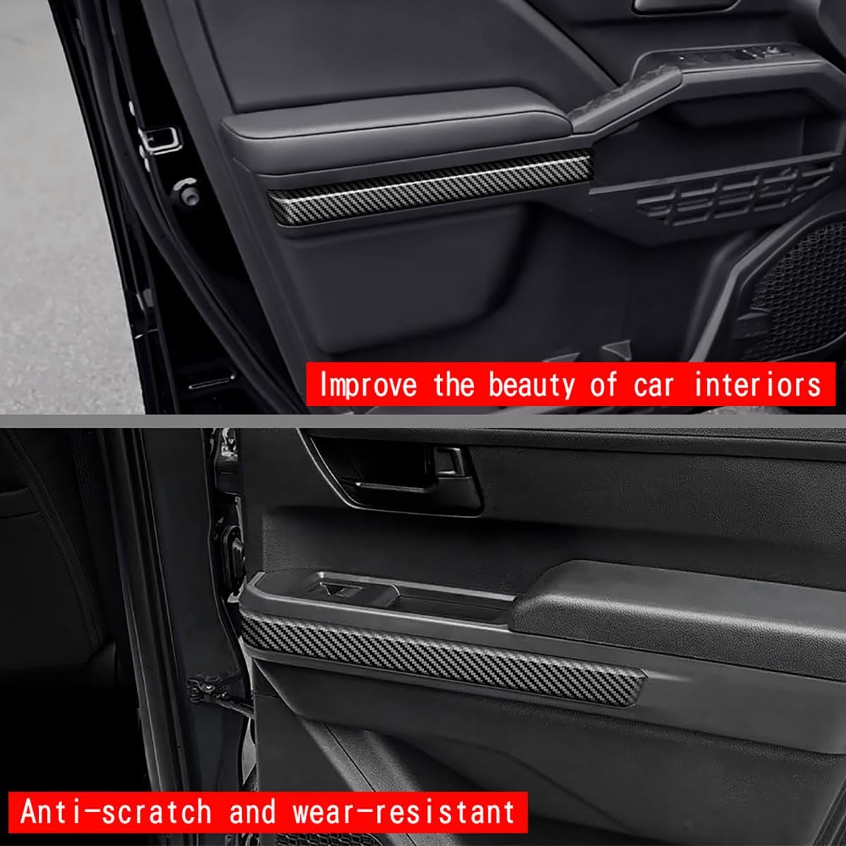 Car Accessories Compatible with Toyota Tacoma 2024 2025 2026 Interior Door Armrests Down Panel Cover Trim 4PCS(Carbon Fiber Style)