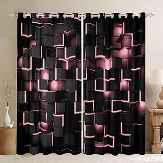 Feelyou Pink and Black Darkening Drapes (2 Panels, 42 x 63 Inch) Light G...