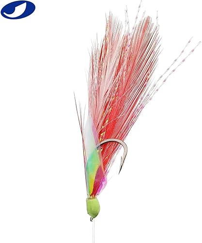 Miniatura 5 de OceanCat Juego de 10 anzuelos de pesca de plumas blancas y rojas, anzuelos de pesca para agua salada, agua dulce, 20#10#2#4#6#8#10#