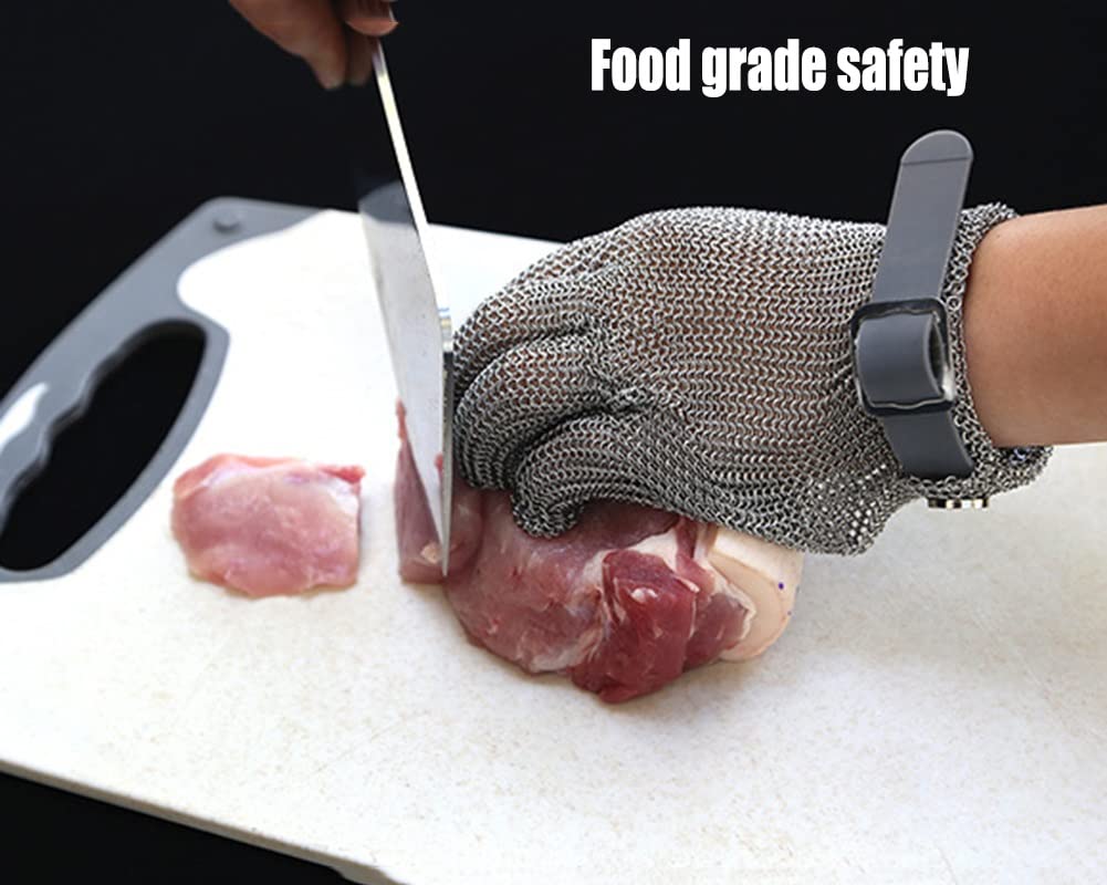Guantes Resistentes a Cortes Guantes De Carnicería Resistente Al Corte De Acero Inoxidable, Taller De Máquinas Trabajo De Seguridad Guantes De Cadena De Cadenas, Jardinería Guantes Antideslizantes Res