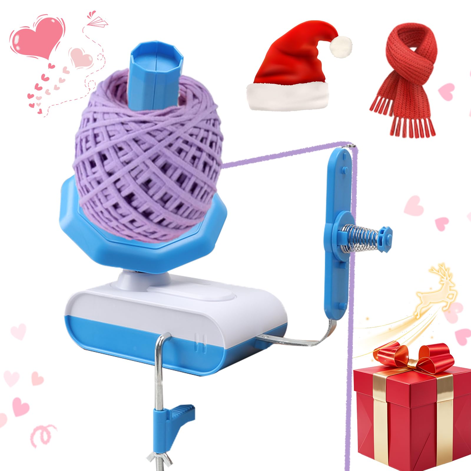 Yallmie Electric Yarn Winder, Yarn Cake Winder Automatic Ball Wool Winder for Crocheting Abs Wool Spinner Electric Crochet Holder Machine for Christmas (Blue-08)