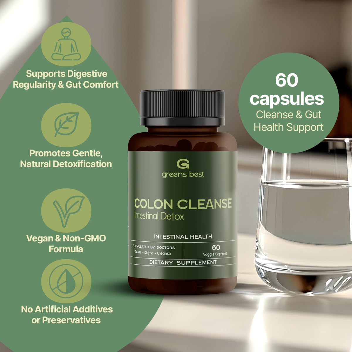 GREEN'S BEST Colon Cleanse Capsules – Advanced Digestive Support & Natural Detox – with Probiotics, Senna, Aloe Ferox & Fiber for Gut Health & Regularity – 60 Veggie Capsules — Amazon image 5