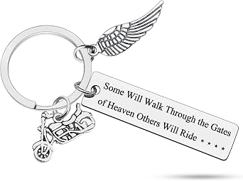 Heigebi Biker Memorial Keychain Motorcycle Memorial Gift for Lost of Dad Brother Husband Grandpa Uncle Sympathy Keychain for Men Memorial Remembrance Jewelry