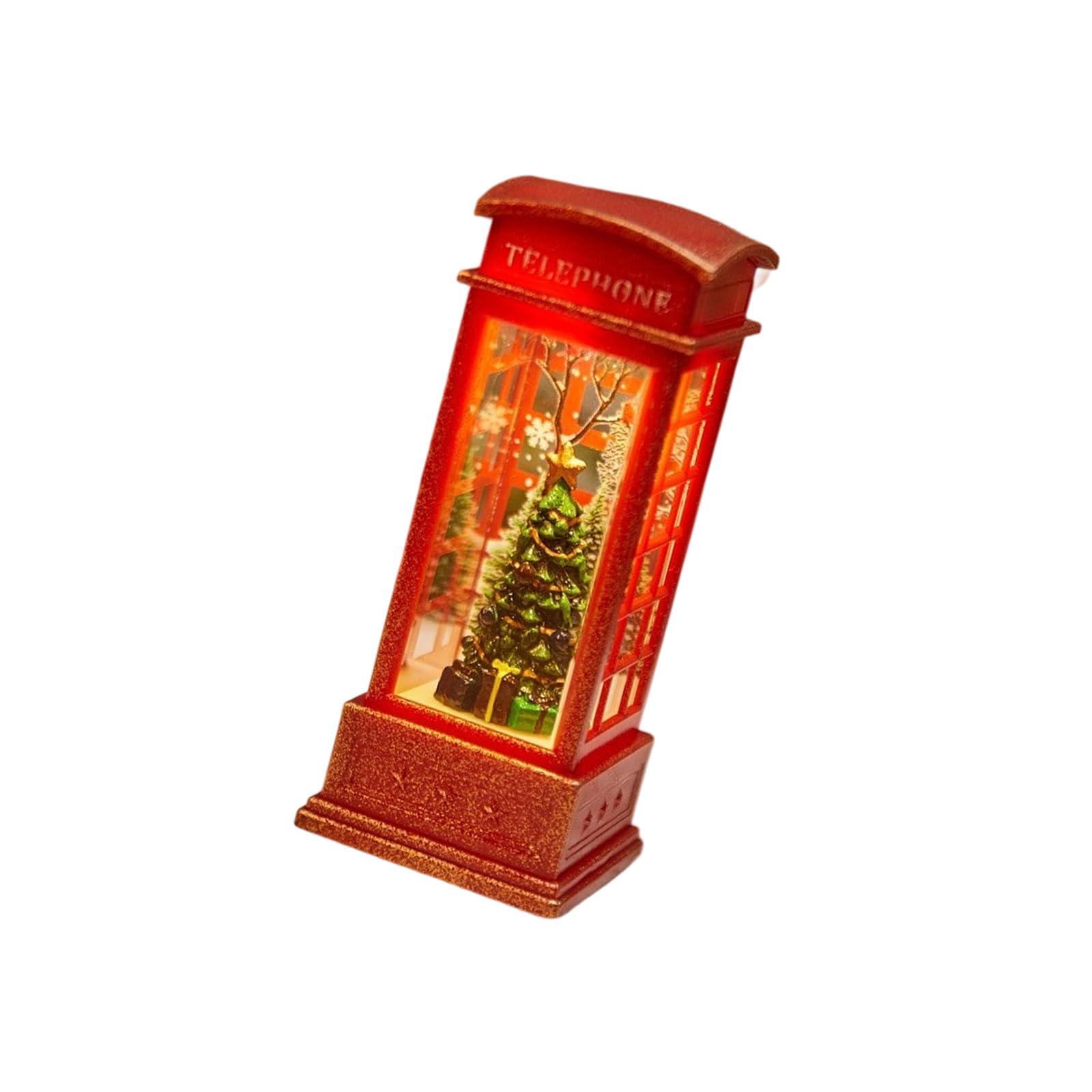 Hsioluted Festival Crystals Snowflake Phone Booth Lamp Holiday Decoration for Home or Party Holiday Mantelpiece Ornament
