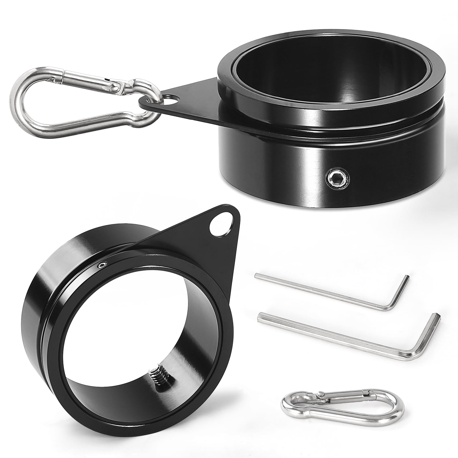 Anley 1.26” Aluminum Flag Pole Mounting Rings – 2pcs, 360° Rotatable, Anti-Wrap, Black