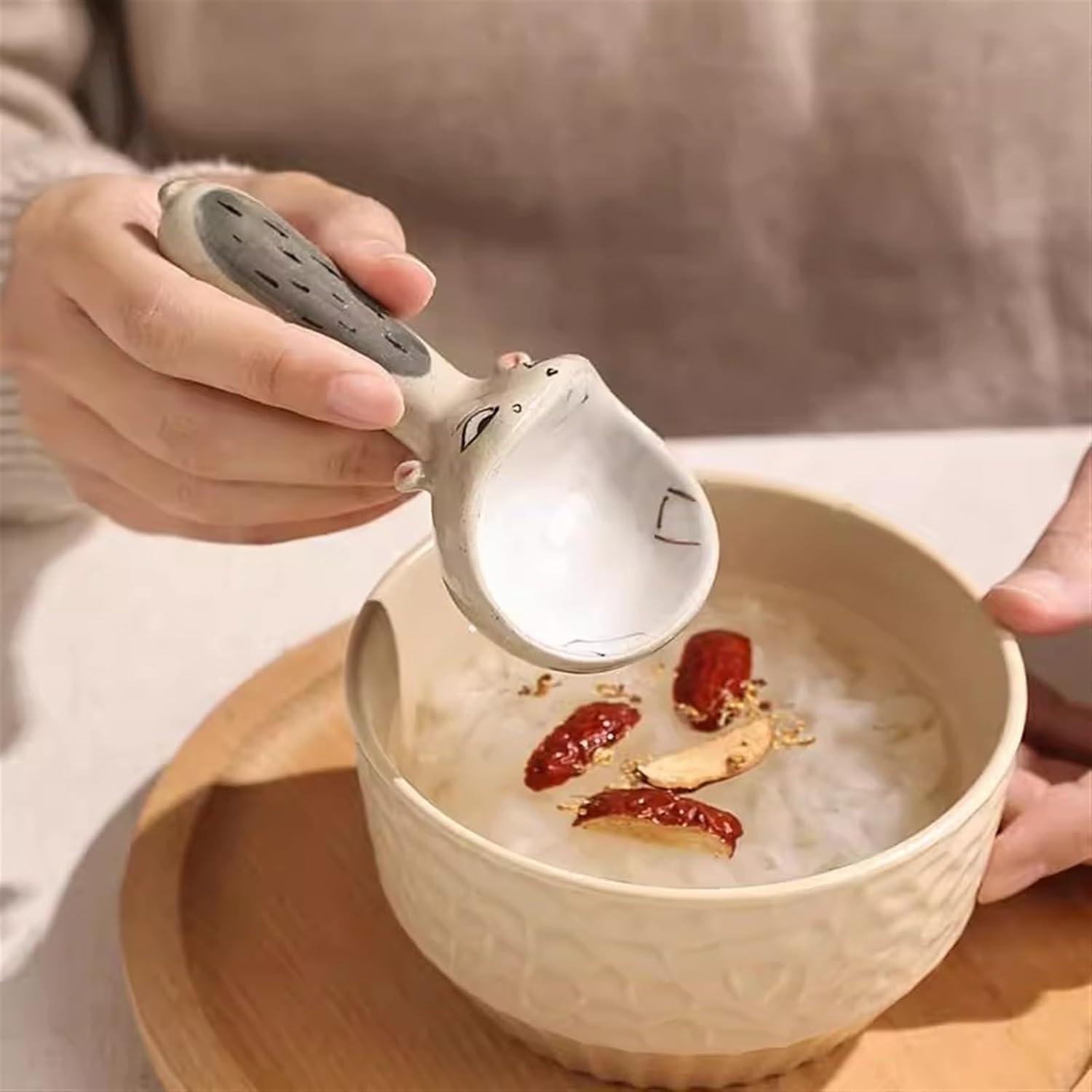 Cooking Spoons Exquisite small dry rice spoon, special good-looking spoon, high-color cute spoon, stoneware spoon Table Spoons (Color : C)