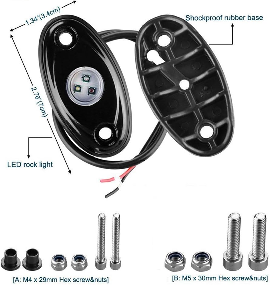 Buу 1 gеt 1 12 Pod RGB Led Rock Lights Kits with Bluetooth Control Waterproof Neon Lights for Cars Off Road Truck SUV ATV (12 Pods)