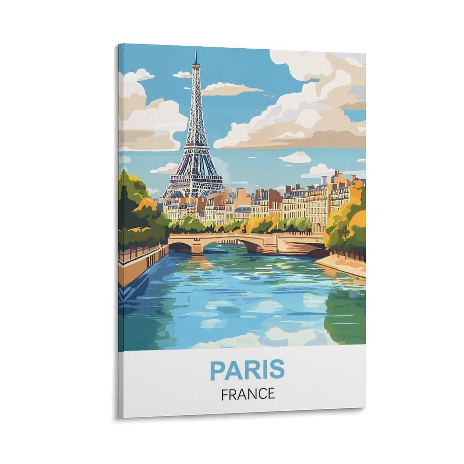 Hybfqxell Frame-Style Paris France Vintage Travel Posters 08X12inch(20X30cm) Canvas Picture Prints Wall Art