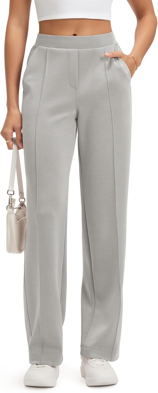 ODODOS Women's Modal Soft Classic Pants Mid Rise Pull-On Lounge Casual Work Pants with Pockets- 27" / 29" / 31" Inseam