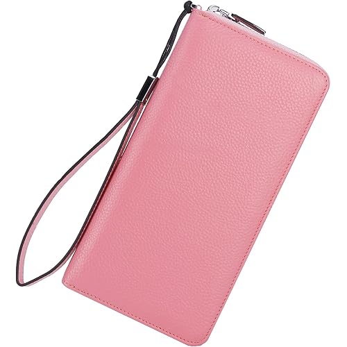 Lavemi Women's RFID Blocking 100% Leather Large Capacity Zip Around Wallet Phone Holder Clutch Travel Purse Wristlet