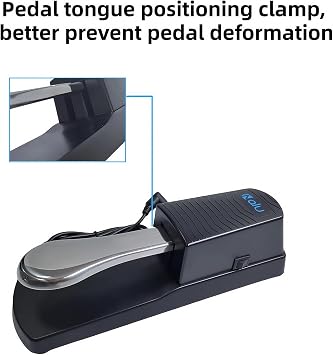 NALU Universal Sustain Pedal for Piano/Keyboard - Anti-Slip Rubber Base, 67 Cable, Quiet & Smooth Operation, ABS Shell with Metal Pedal & Spring (1/4 Jack) Model A