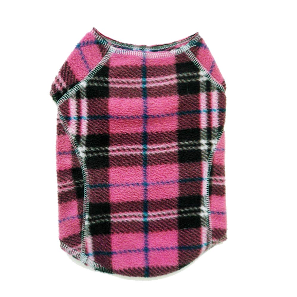 Cloak and Dawggie Fleece Patterned Dog Sweater Plaid Dog Fleece Pullover Best Cold Weather Winter Polar Fleece All Breed (L 30-50 LBS, Pink Plaid)