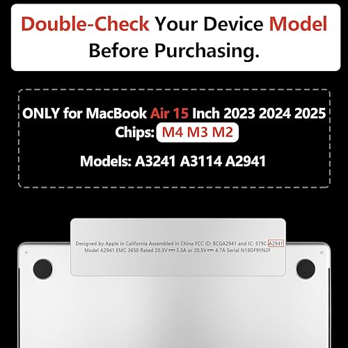 Miniatura 2 de TWOLSKOO Compatible con MacBook Air M4 de 15 pulgadas funda lanzamiento 2025-2023 M4 A3241 M3 A3114 M2 A2941, carcasa rígida de plástico y protector