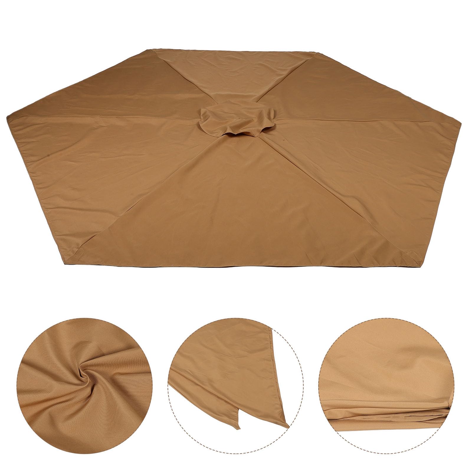 Telo Poliestere 6 Patio Ricambio per Ombrellone da Stecche | Colore Khaki, Resistenza a Pioggia e Sole, per Mercati e Attività All'aperto, 1 Pezzo
