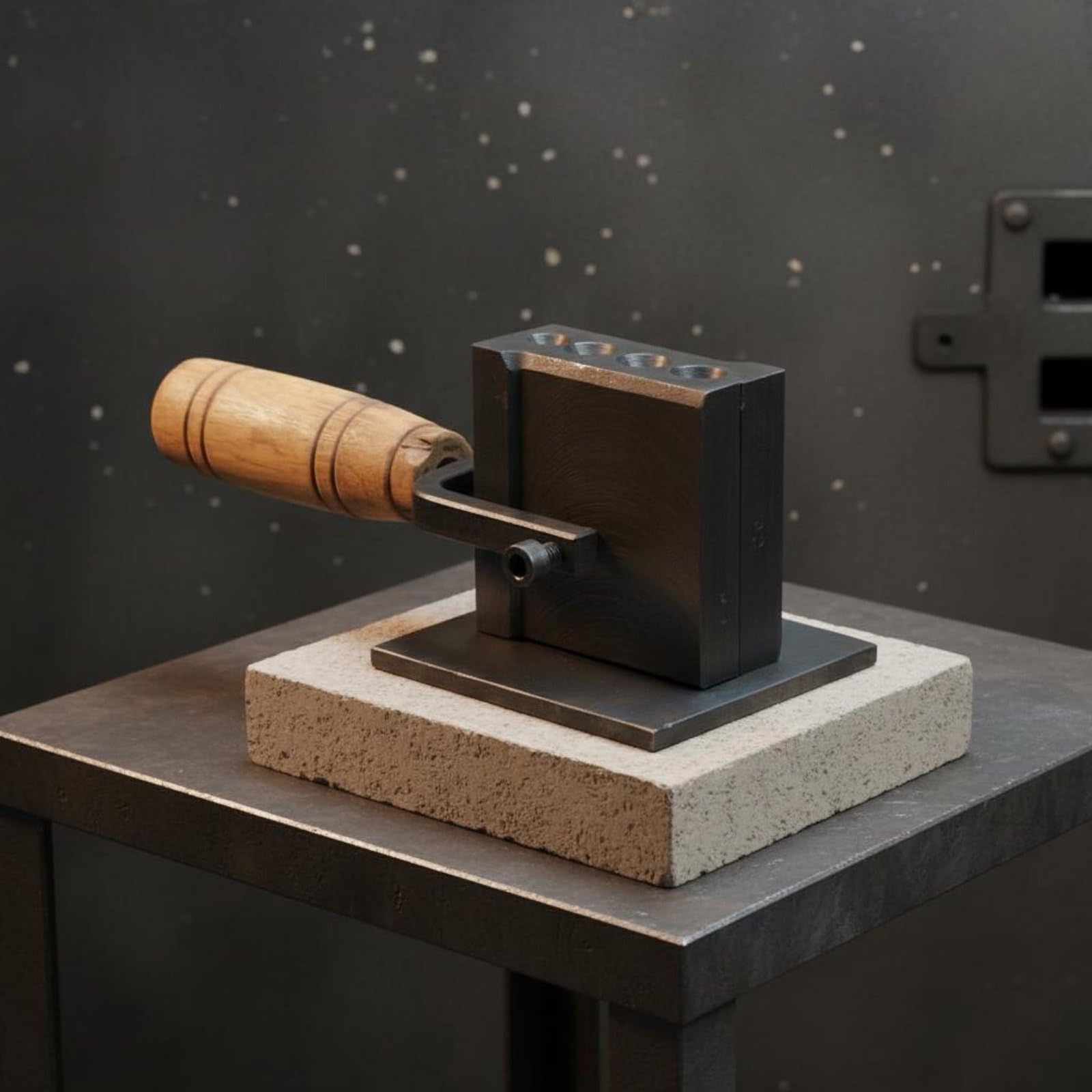 Schmuck Gießform Metallblock Form Werkzeug mit Holzgriff für Gussstäbe Und Flachbarren Regulierbare Öffnungen für Kontrolliertes Gießen aus Stahl für, Mittel