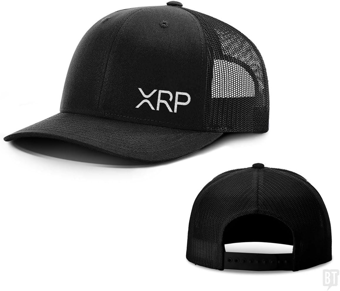 BustedTees Ripple XRP Back Mesh Hat Cryptocurrency Snapback Back Mesh Hat Lower Left Crypto Currency Baseball Cap