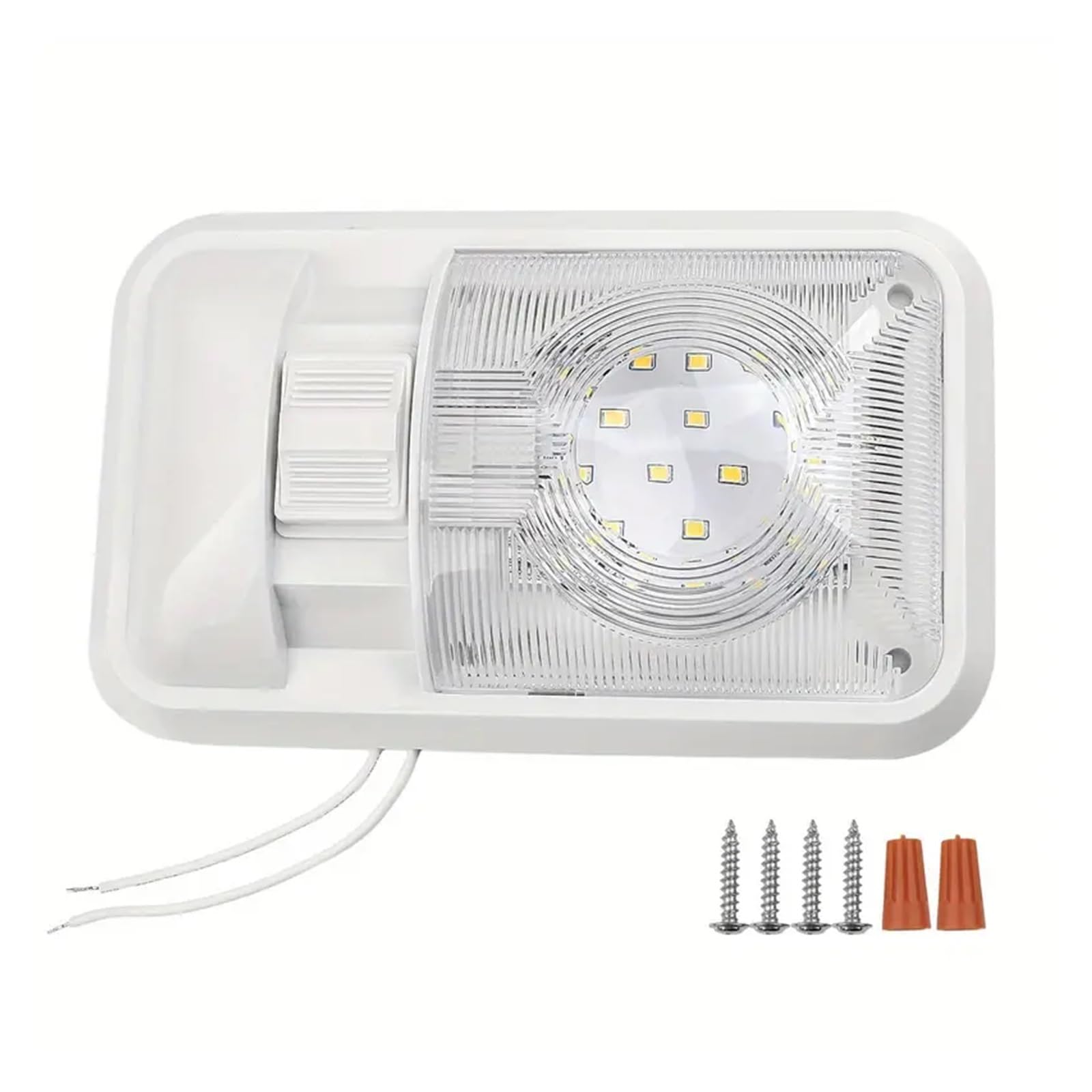 Luci per Tettuccio 1PC 12V LED RV Plafoniera Da Soffitto Con Interruttore Finitura In Cristallo Lampada Lettura Interna Per Camper Rimorchio Per Auto Barca(Short RV light)