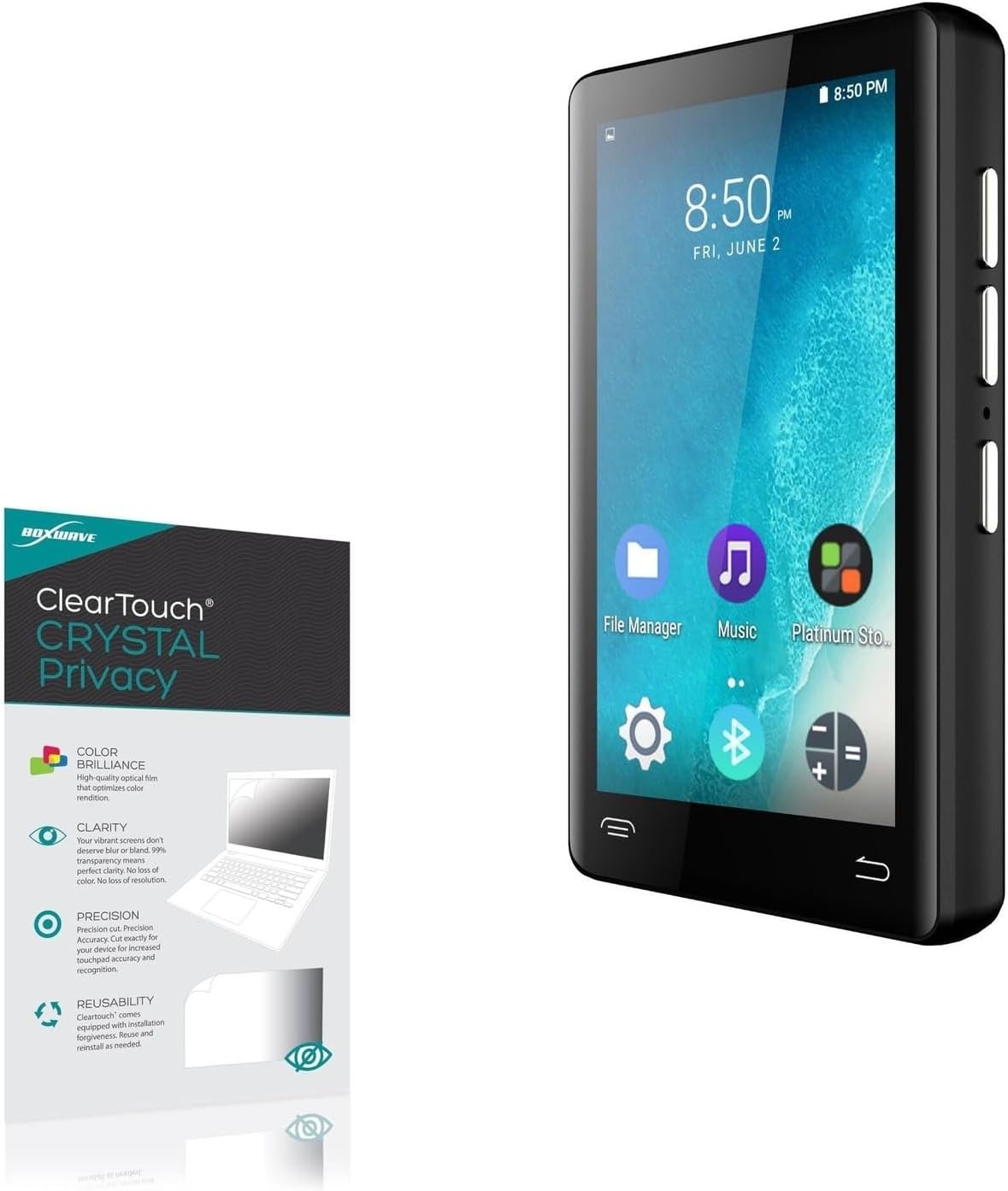 BoxWave Screen Protector Compatible with Samvix iPlatinum Music Q5 - ClearTouch Crystal Privacy (2-Pack), Privacy Screen Protector Flexible Film Clear