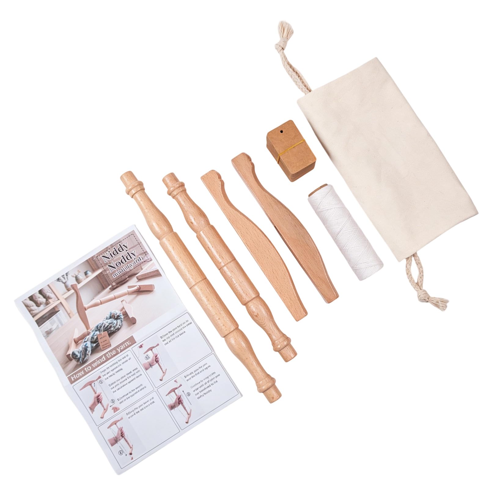 Tsophreniq Ergonomic Wood Yarn Winder I Shape Thread Spool Holder Adjustable Yarn Winding Tool for Weaving Knitting Craft Project I Shaped Thread Planner