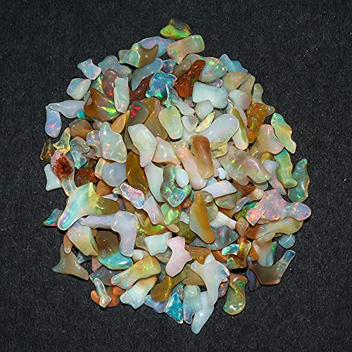 InfinityGemsArt 5pcs Certified Natural Raw Ultra Fire Welo Opal Stone, Organic Rainbow Polished Rough Crystals, DIY Jewelry Making Supply, Chakra Healing Stone, Gifts Art Crafts