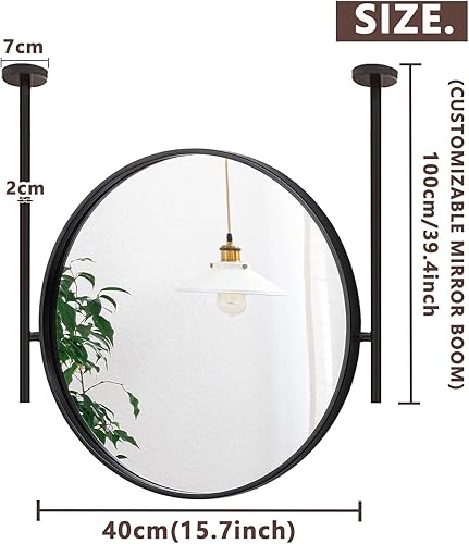 Miniatura 2 de Espejo redondo, espejo de pared para colgar en el techo, espejo decorativo de pared para maquillaje de baño, espejo de cristal circular grande