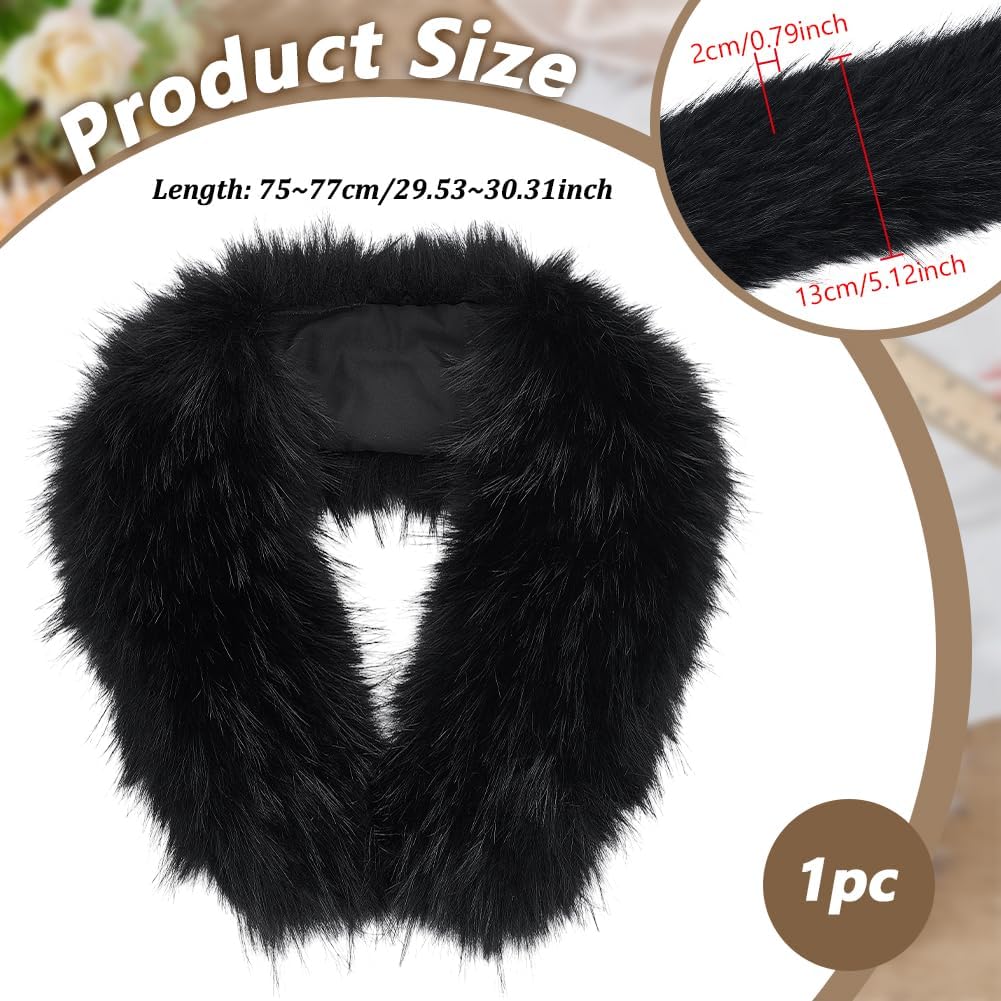 BENECREAT Faux Fur Collar, Faux Fur Hood Trim Replacement Collar for Coat Sweater Jacket Sewing Craft Decor - Image 2