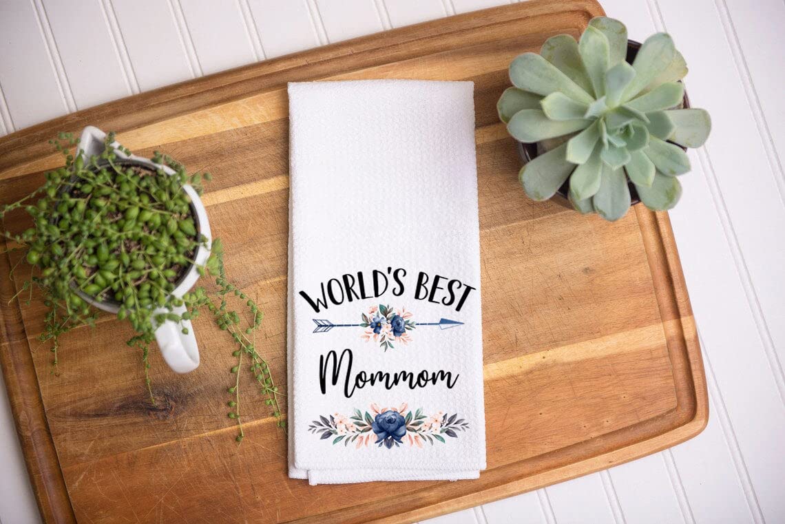 World's Best Mommom Kitchen Towels - Soft & Absorbent Gift for Mom, Nana - Mothers Day, Birthday, Holiday