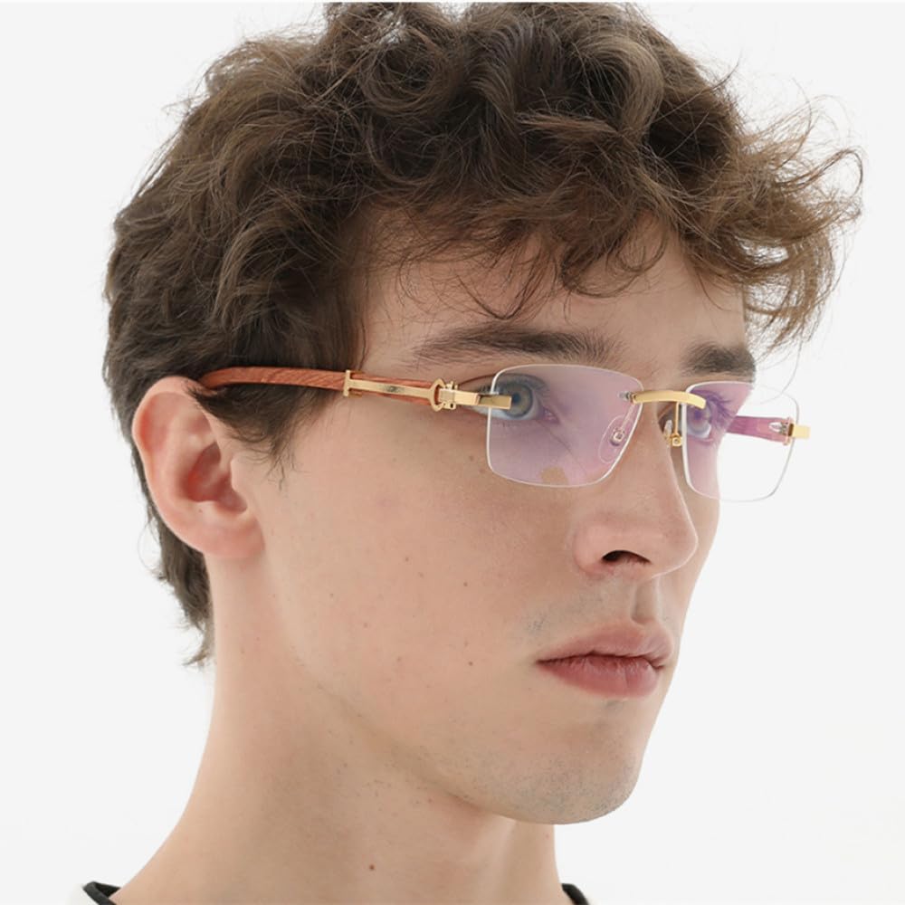 Amazon | [MUTYNE] メガネ男性スクエア女性リムレス眼鏡フレームバフ